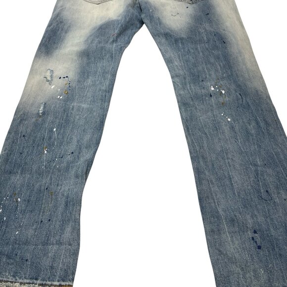 Akoo Jeans Men 36 No Rivals Distressed Patches Paint Splatter Hip Hop Streetwear - Picture 4 of 14